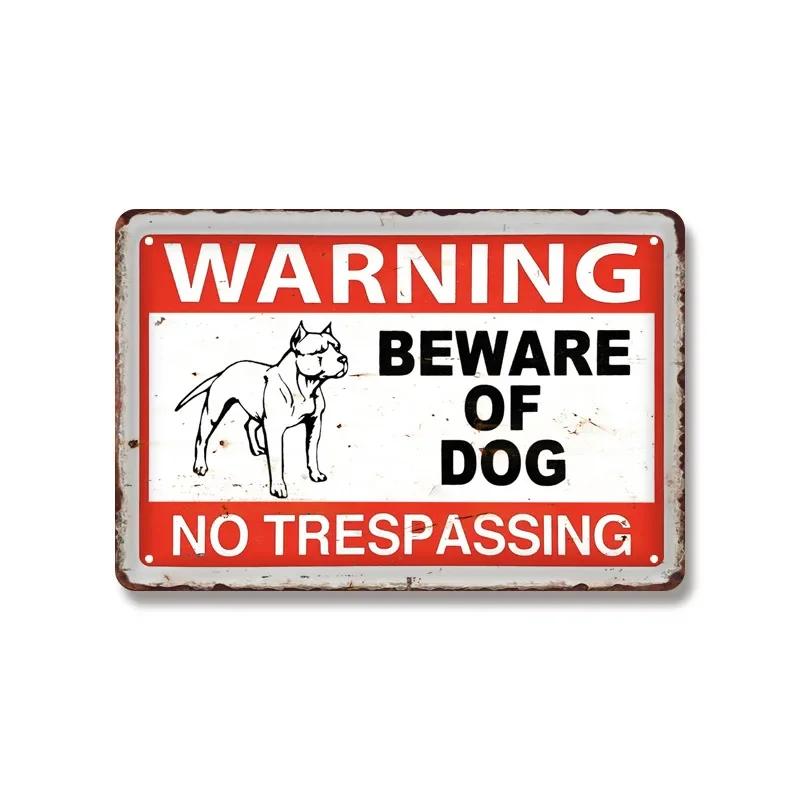Vintage Warning Dog Metal Tin Sign for American Creative Sheet Painting Animal Wall Decoration Made of Old Iron Signs 8x12 inch