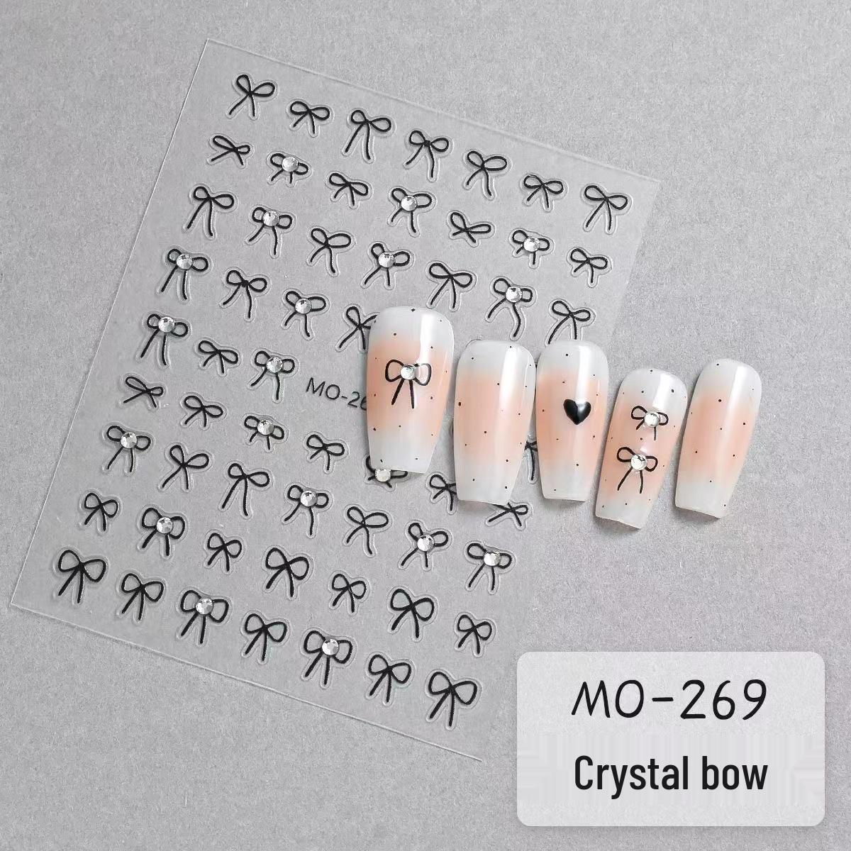 

Хрустальные наклейки для ногтей с бантиками: Тисненый Черно-белый, Самоклеящийся, Свежий Дизайн