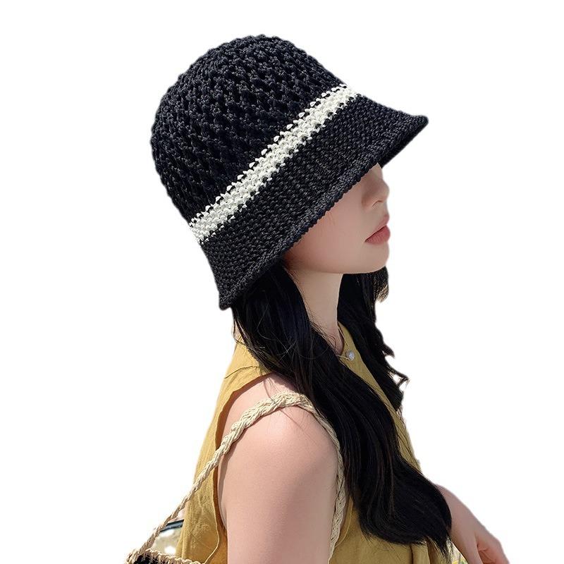Grass Woven Hat Versatile for Women In Spring and Summer Hollowed Out Breathable Sunshade Basin Hat  Fisherman Hat