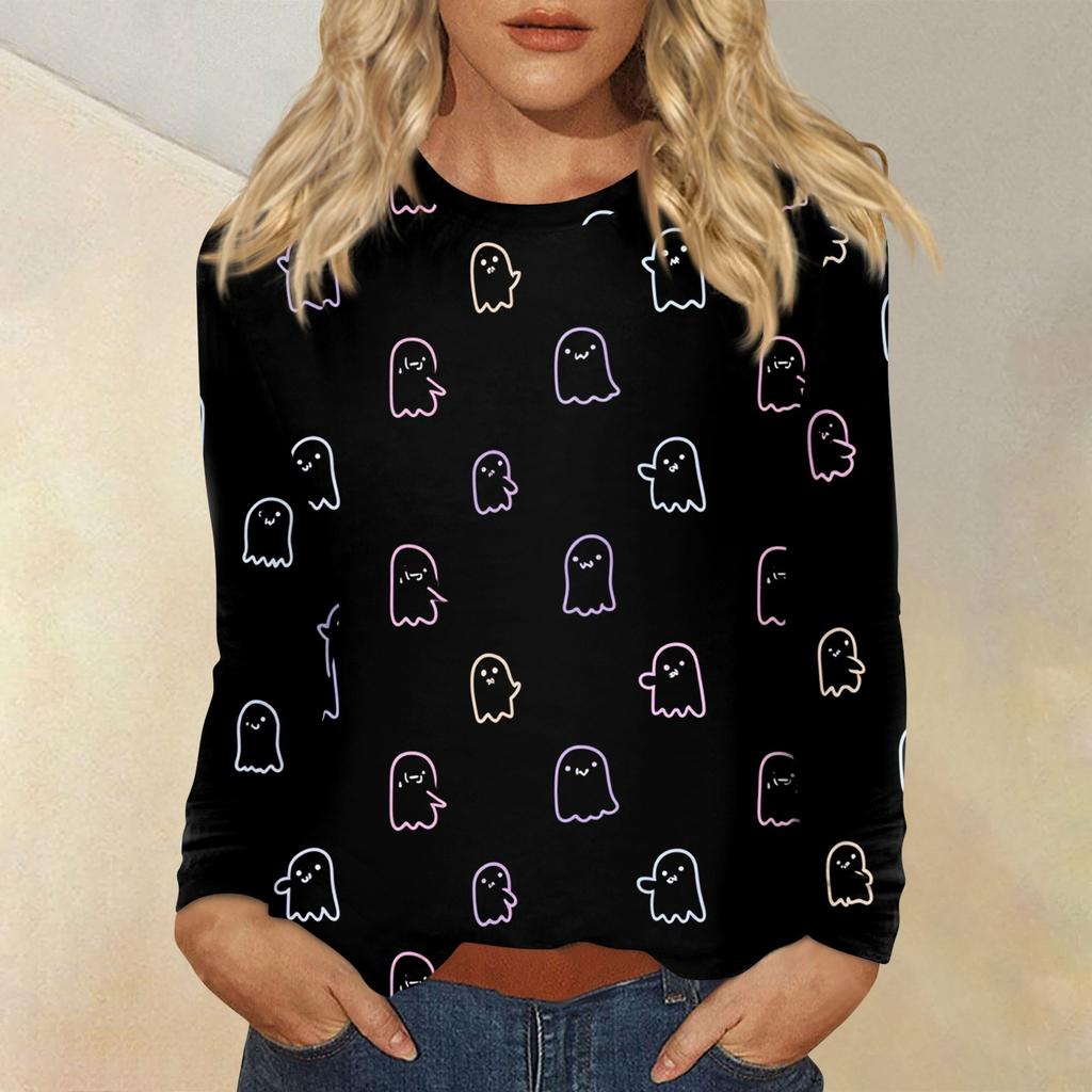 Women's Daily Casual Long-sleeved Printed O-neck Top