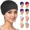 Fashion Women's Solid Color Turban Soft Elastic Pullover Base Hat Adult Comfortable Head Wrap Cap