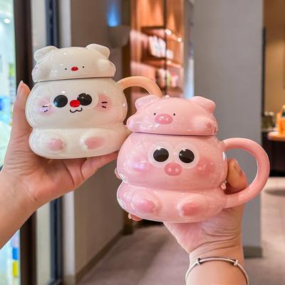 Tasse cochon mignon de grande valeur tasse en céramique pour la maison, le petit-déjeuner, tasse à café pour cadeaux d'anniversaire de filles