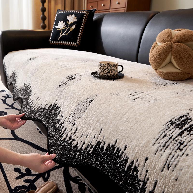 Irregular Sofa Cushion Light Luxury Anti-cat Scratch Plush Straight Row Sofa Special Machine Washable Leather Seat Cushion