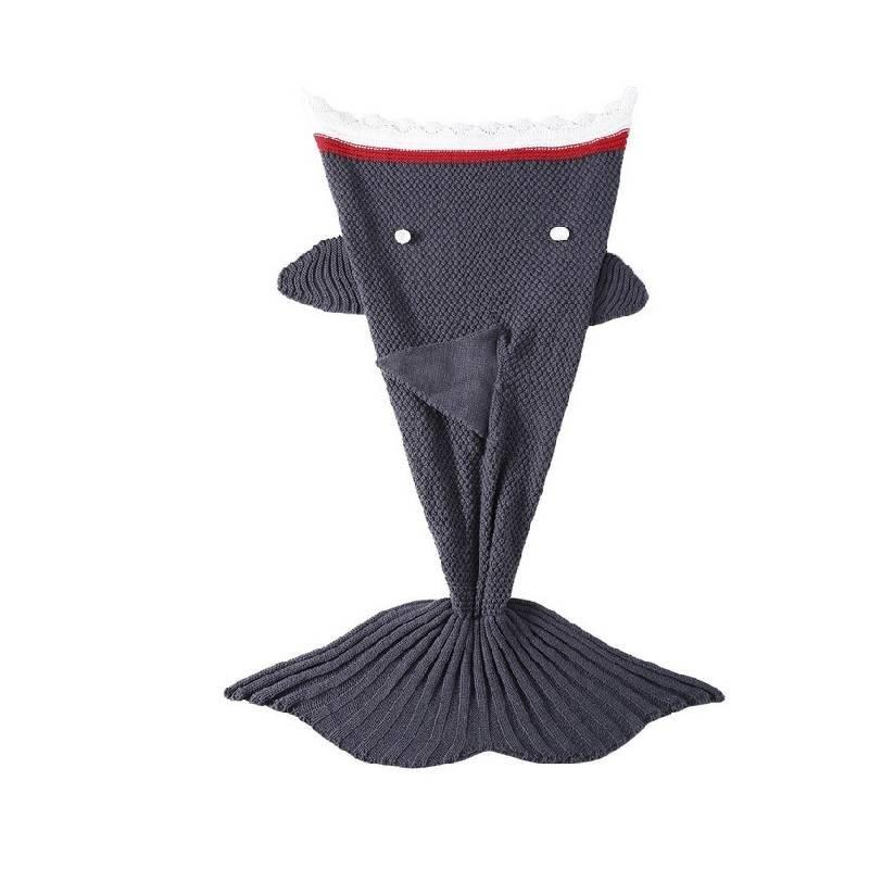 

Shark Cartoon Gray Blanket Knitted Textile Sofa Bed Breathable Home Supplies Grey Kid
