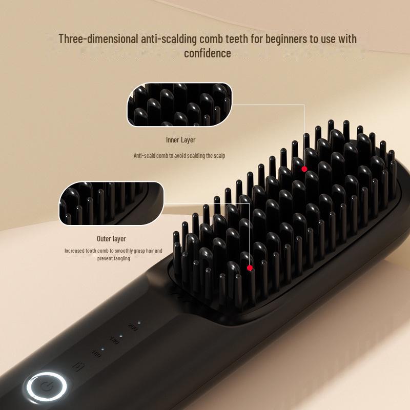 Wireless USB Ceramic Negative Ion Hair Straightening Comb: Portable Soft Hair Care Tool