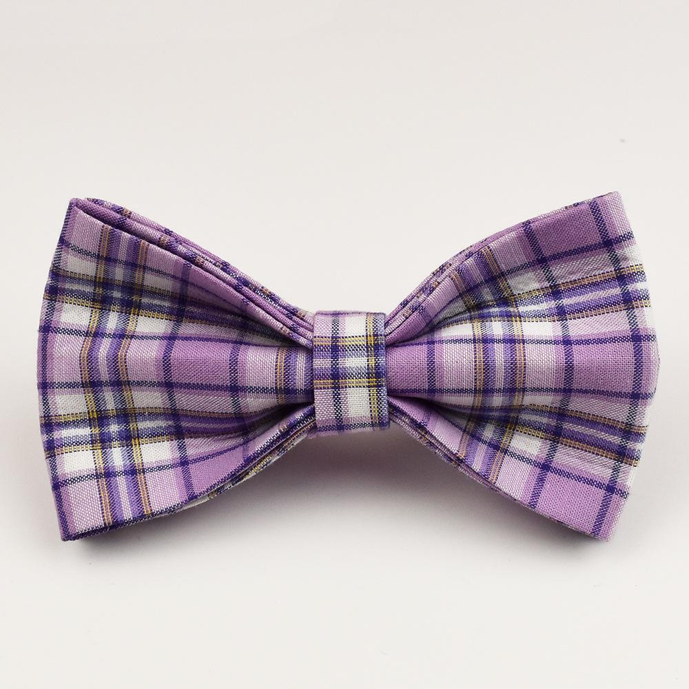 Purple Plaid Adjustable Dog Collar British Style with Leash Engravable Pet Accessories Dog Name Tag (as the picture,XS(old))