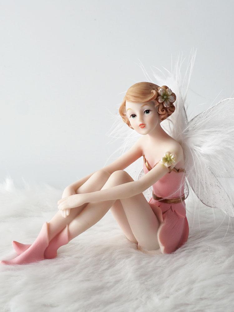 Pink Feather Angel Decoration Beauty Home Decoration Doll Gift Fairy Garden Miniatures Home Decoration Accessories Cute Figurine