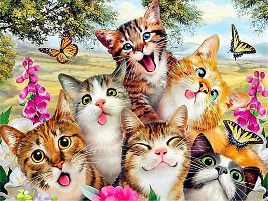 Diamond Mosaic Animal Diamond Painting Cats Diamond Embroidery Cross Stitch Flowers Picture Of Rhinestones Handcraft