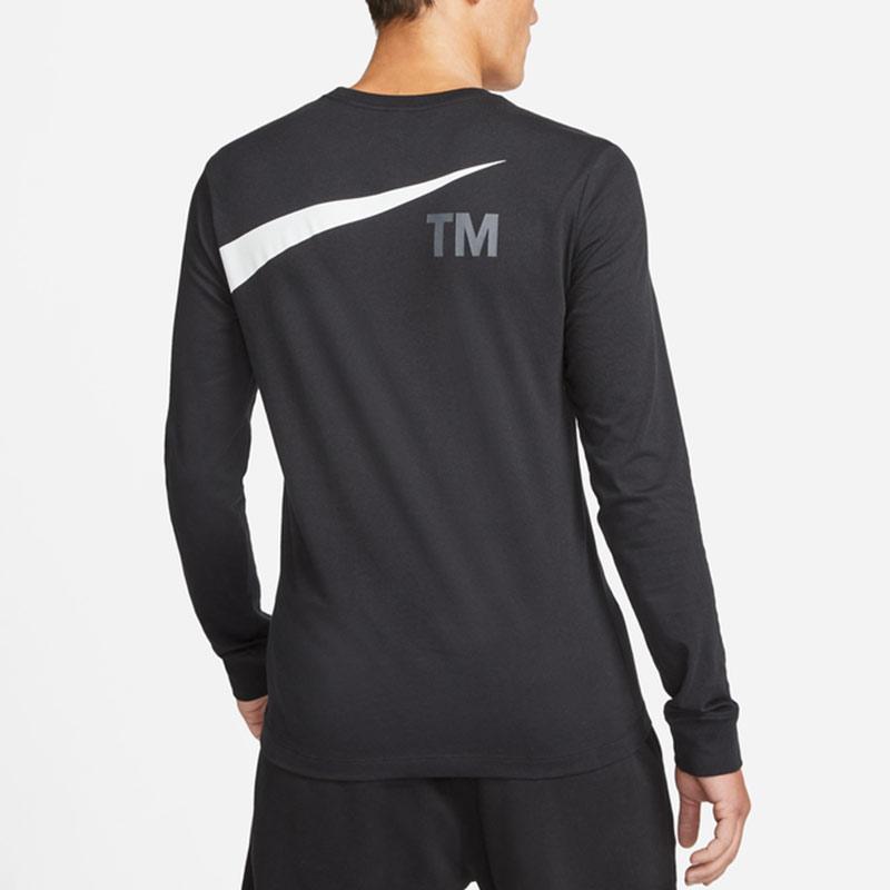 Nike Tricou cu mânecă lungă, cu logo, cu decolteu, îmbrăcăminte sport, bărbați, negru, DD3396-010