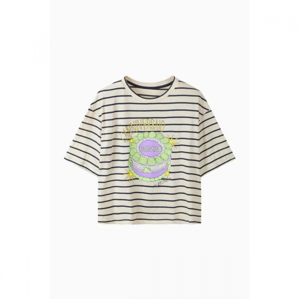 Benetton ShorT Sleeve T shirT prinTing sTripe baTs99631