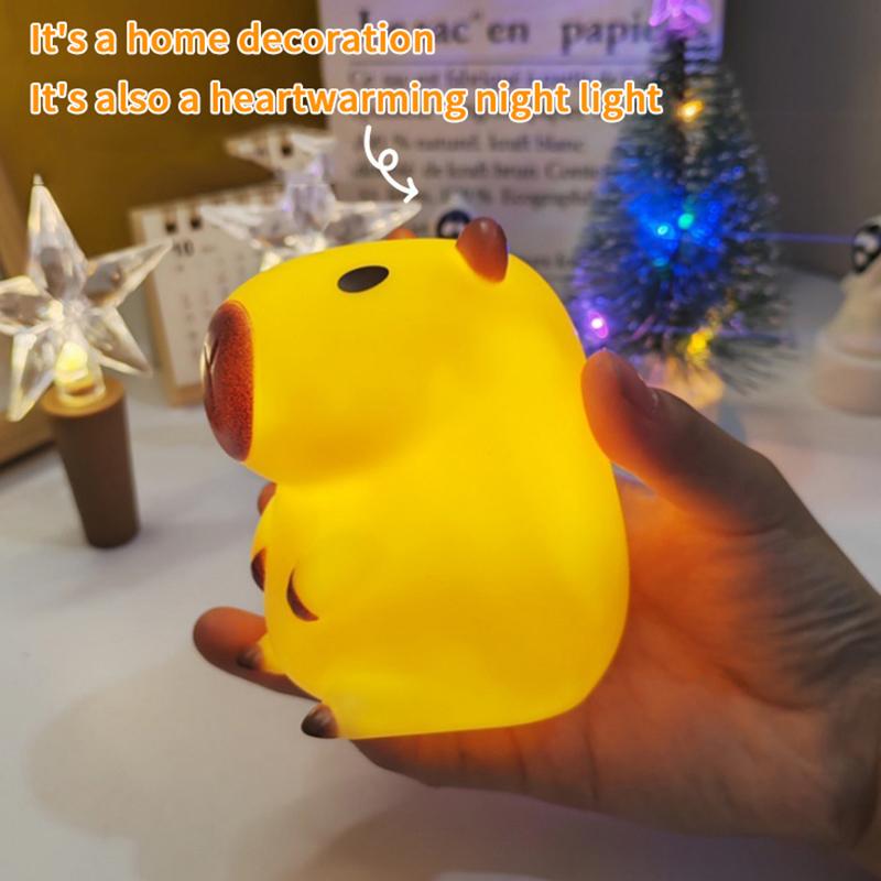 Niedliches Cartoon Capybara Nachtlicht Batterie Dimmbar Schlaf Nachtlampe Für Kinderzimmer Dekoration