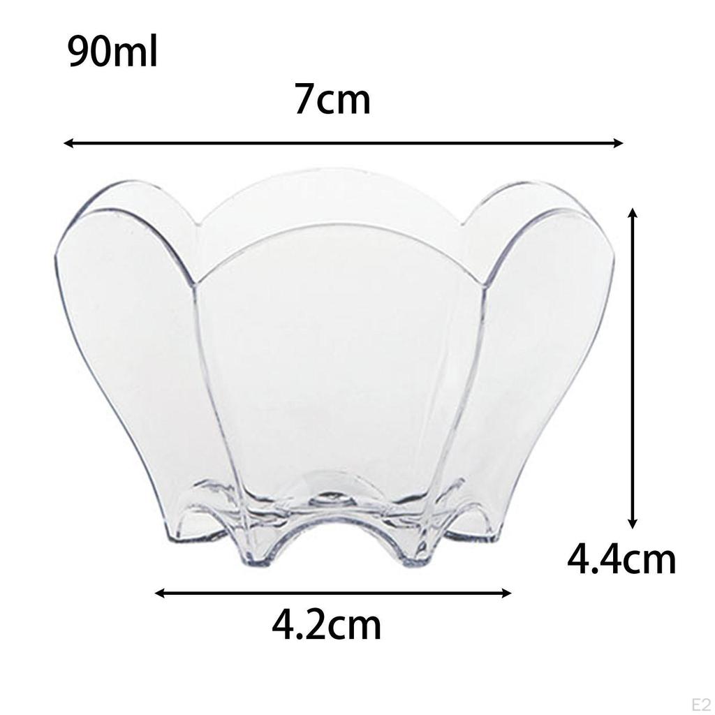24 Pieces Disposable Mini Dessert Cups 90ml Clear Serving Plates Ice Cream Bowls Flower