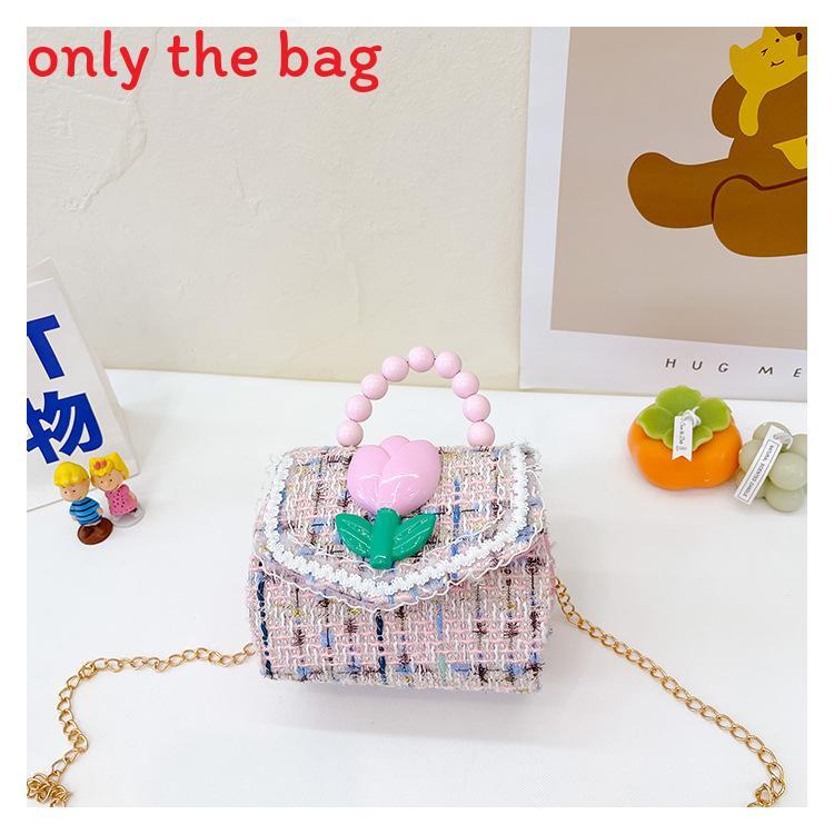 Childrens Cartoon Pattern Pu Shoulder Bag With Artificial Pearl Bow And Flower Decoration For Daily Casual Wear