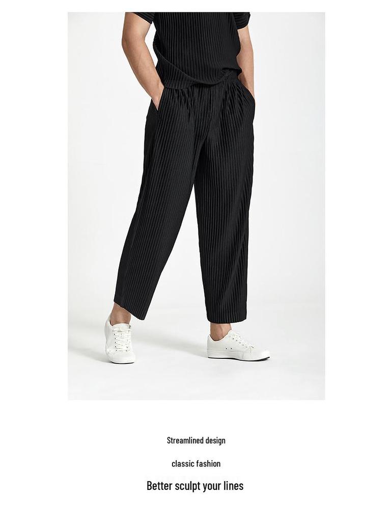 Men's Pleated Casual Pants - 2021 Summer Loose Fit, Plus Size, High Elastic, Straight Leg Trousers