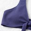 Women's Two Piece Bikini Set Ribbed Texture Waist Tie Front Tank Top and High Cut Bottom Swimsuit Summer Beachwear