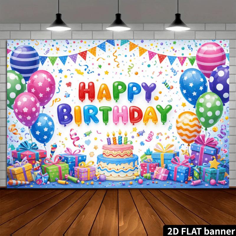 2D plane 1 piece of happy birthday party background fabric star stickers colorful confetti