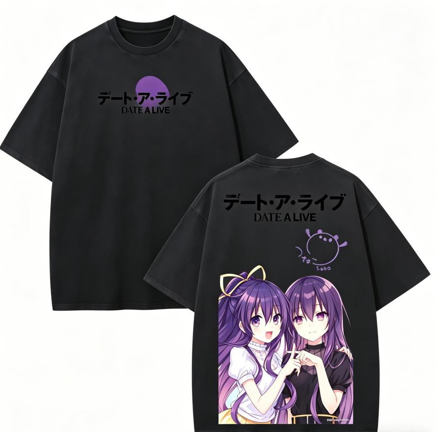 

Date A Live Anime Lover Washed T-shirt Year round clothing high quality personality Clothes Plus Size Unisex New Model Couples tee L