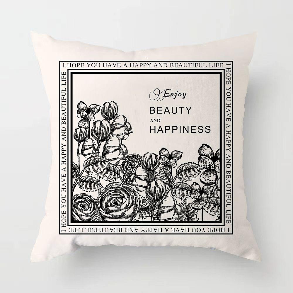 American Retro Light Luxury Pillow Black and White Sofa Living Room Pillow Cushion Dormitory Bedroom Bedside Pillow Removable and Washable
