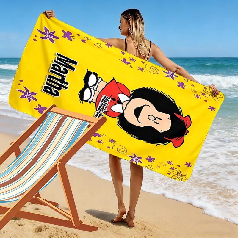 Mafalda Print Beach Towel, Large Soft Quick Dry Towel for Beach Camping Swimming