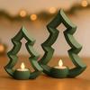 Decorative Table Centerpieces 2Pcs 3D Printed Christmas Tree Candle Holder, Hollow Candlestick Stand for PLA Holiday Decor, Minimalist Holder Festive