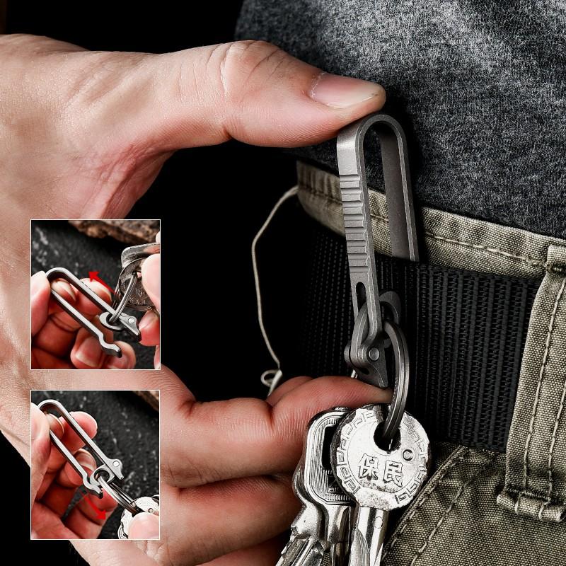 Pocket Clip Waist Belt Car Key Ring Titanium Alloy EDC Keychain Carabiner Hook Clip Hanging Buckle Outdoor Home EDC Tools