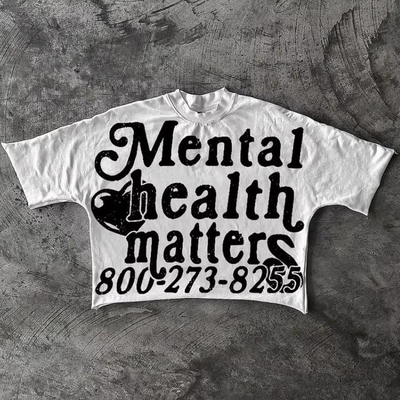 New Short Sleeve MENTAL Cotton T-Shirt Fashion Crew Neck Versatile Top