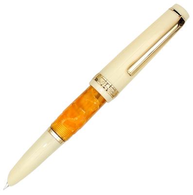 Gullor Mini Fountain Pen Gold Acrylic Pocket Hidden Extra Fine Nib Trim, Pen, Orange, (0.38mm)