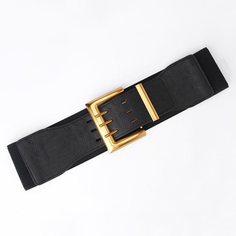 Fashion Wide Elastic Belt For Women With Metal Buckle For Dress And Coat Styling