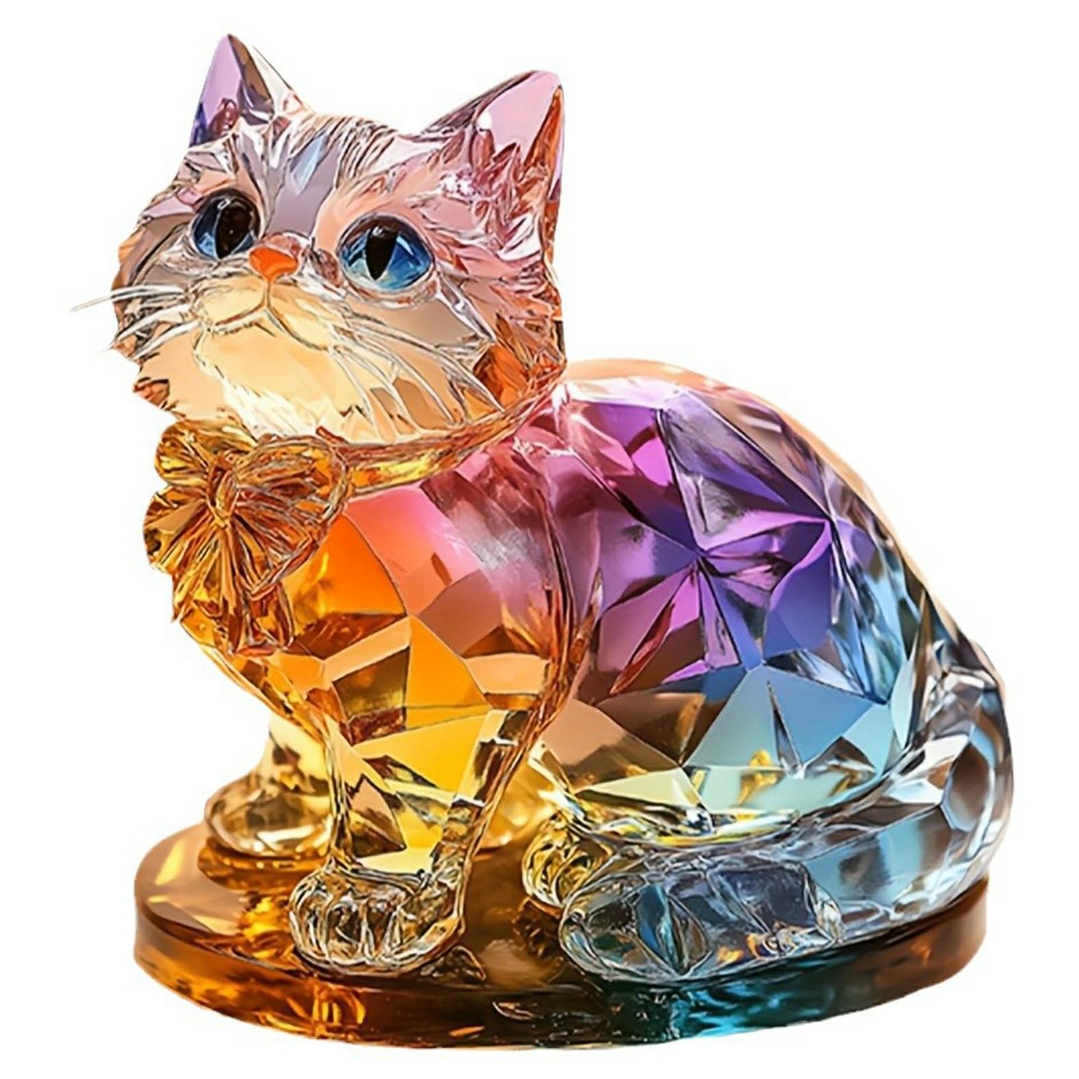 

Creative Colorful Cat Acrylic Desktop Ornament Decorative Figurine For Living Room/Bedroom/Study A