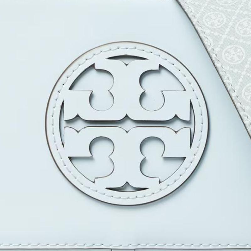 Tory Burch Miller Logo Zip Closure Patent Leather Mini Shoulder Crossbody Bag Women Bags Blue 158489-400