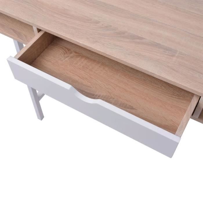 Meuble de bureau - VIDAXL - Bureau droit - Chêne et blanc - 1 tiroir - Contemporain