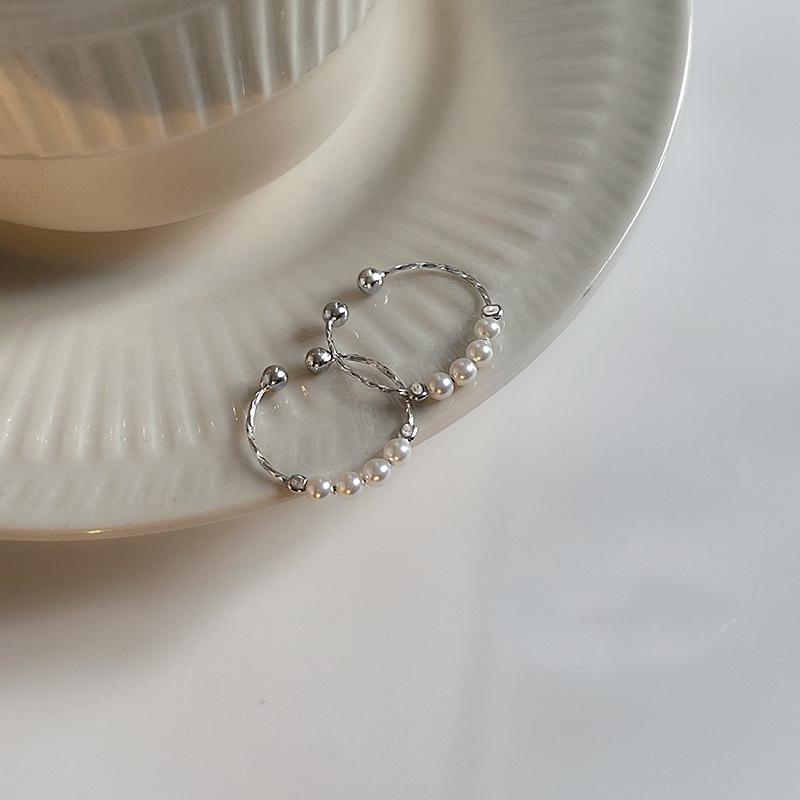 

Женское простое кольцо с жемчугом - Тонкий ободок, Нишевый дизайн для указательного пальца или мизинца Adjustable Opening