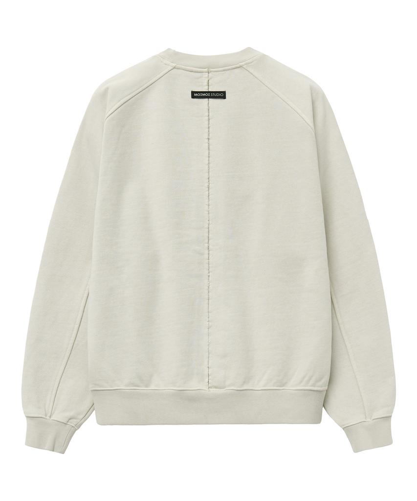 MOZMOZ Heavy Weight Pigment Raglan Back Slit Oversized Sweatshirt Beige