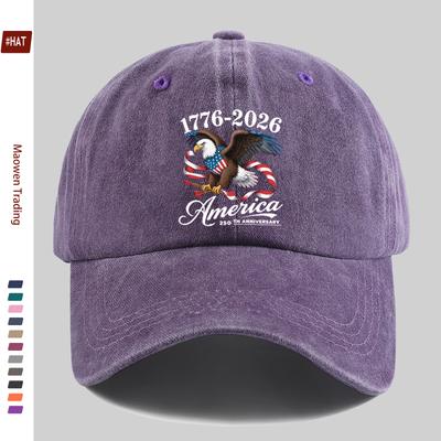 Pc Th Anniversary of the Founding of the United States Commemorative Eagle and Stars and Stripes Print Baseball Cap