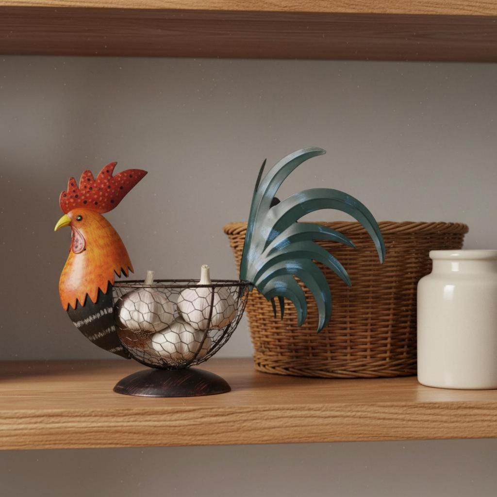 Cesto di Filo Gallo Decorativo Ornamentale Uovo Dipinto