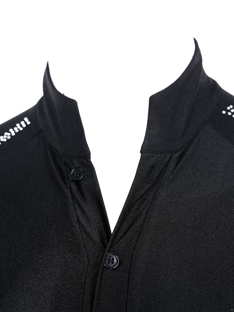 Pánská košile na latinskoamerické tance raglánový rukáv stojáček zapínání na knoflíky třpytivý kamínkový leotard soutěžní kostým