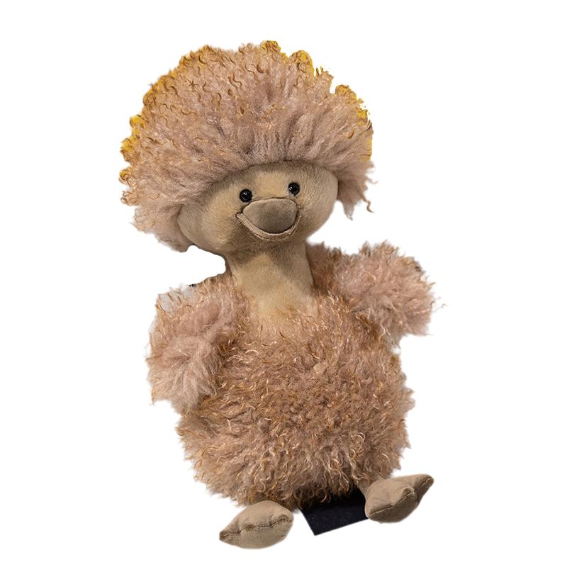 Curly Plush Toy Hair Yellow Duck Stress Reducing Doll Short Plush Pp Cotton Gift
