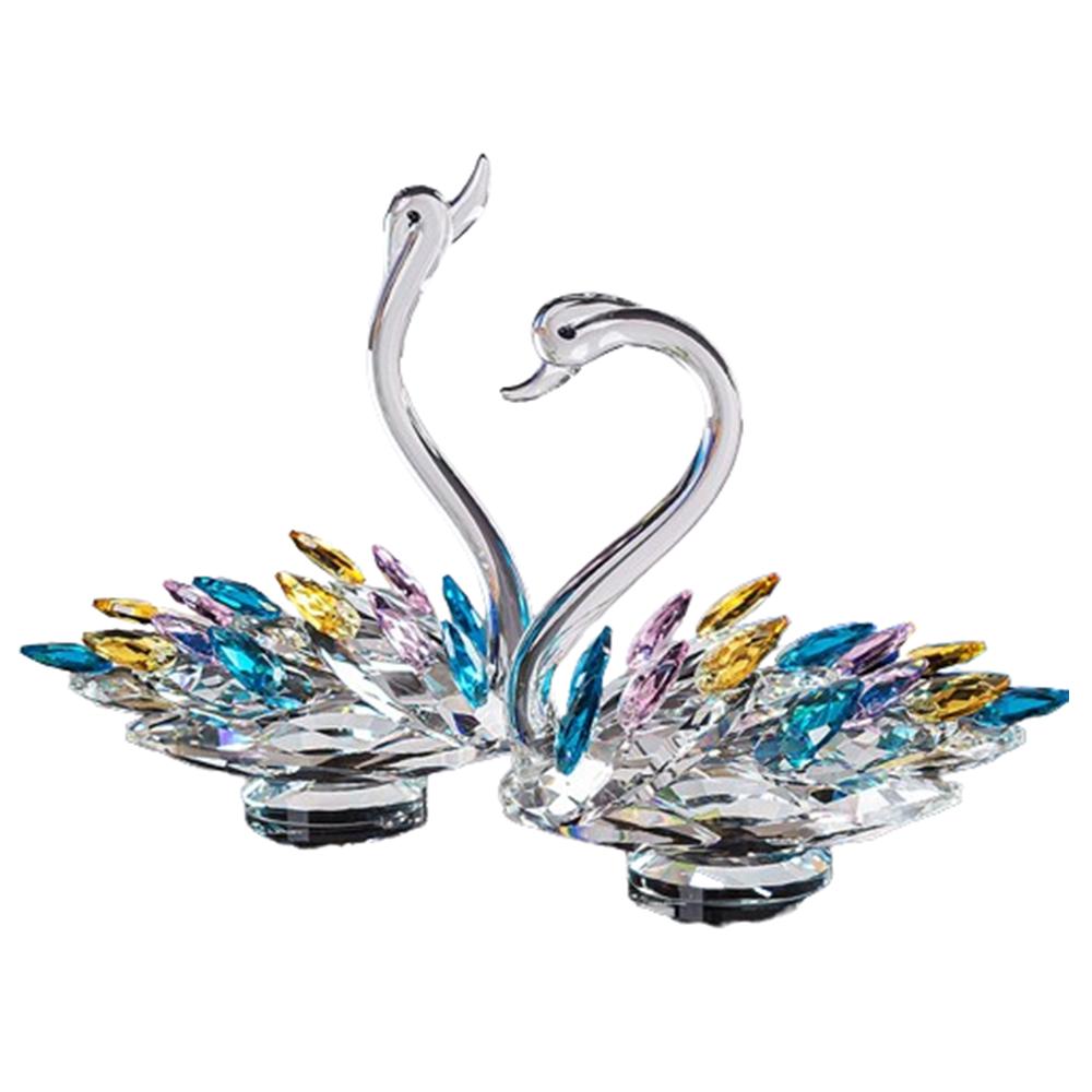 

Exquisite Crystal Swan Figurine Elegant Crystal Desktop Ornaments Swan Statue Living Room Blue-Basic Style