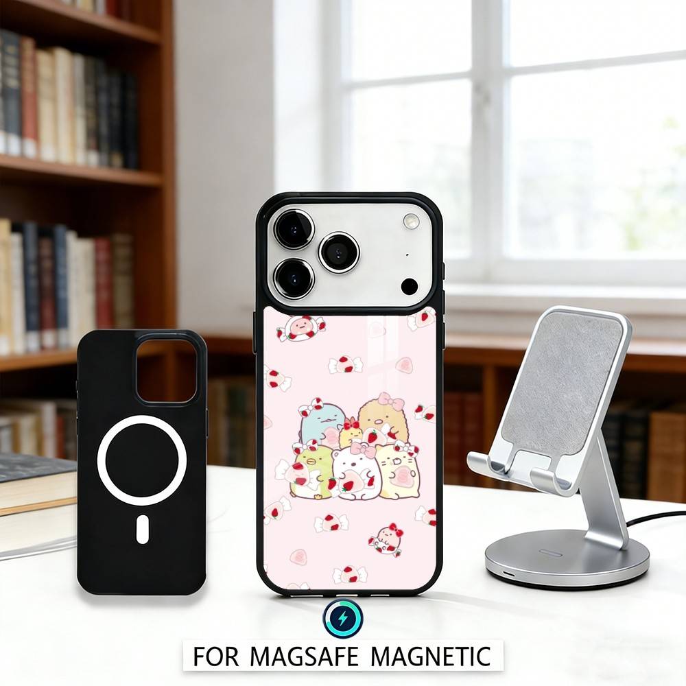 S-Sumikko Anime G-Gurashi Phone Case Magnetic For iPhone17 16 15 14 13 12 Pro Max For Magsafe Wireless Charging Cover