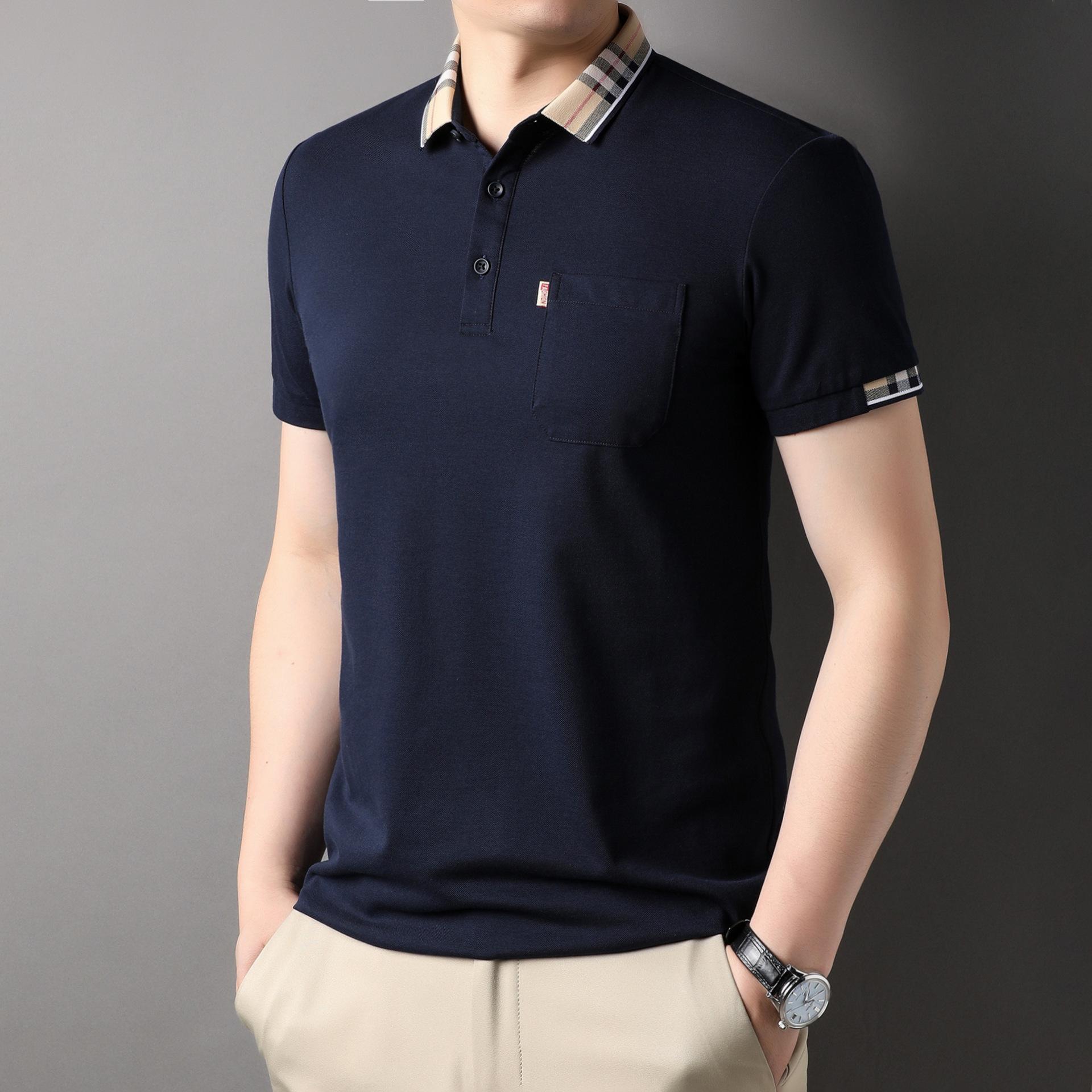 

Летняя мужская футболка с короткими рукавами, повседневная модная рубашка-поло с воротником-поло и карманом XL