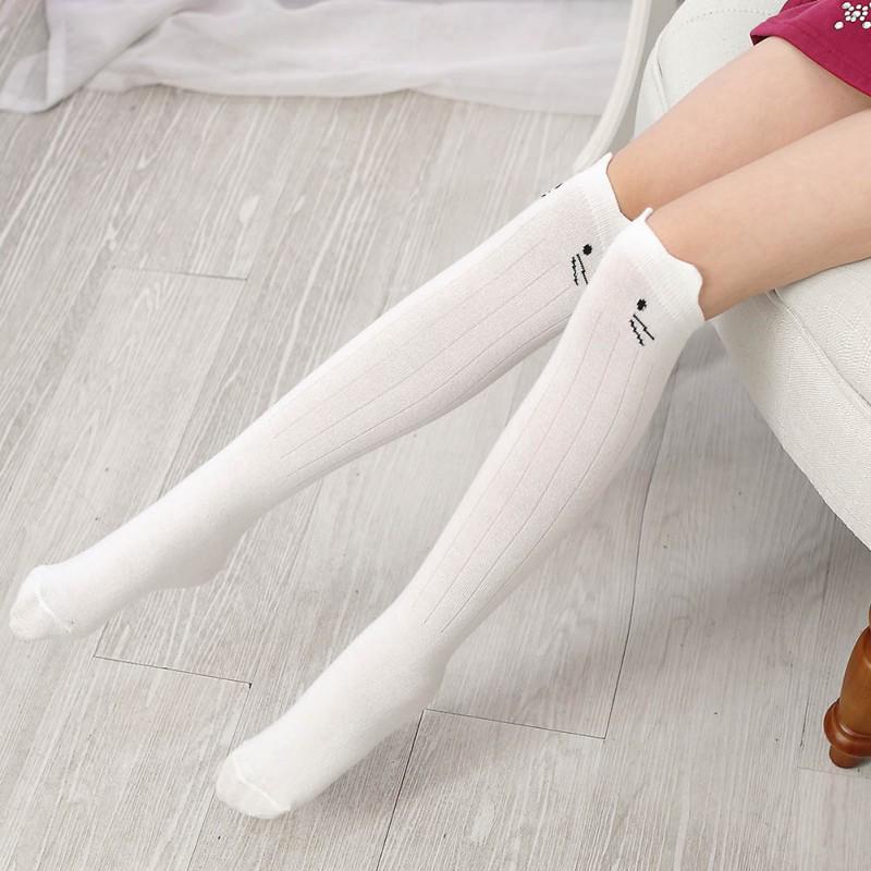 Tegneserie Barnesokk Nydelig Katt For Babyjenter Barn Knehøye Sokker Trykk Dyr Kawaii Barnesokker Over Kne Jentesokker