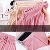 High Waist Drape Ice Silk Pants for Women Summer Thin Loose Straight Split Plus Size Casual Wide Leg Pants