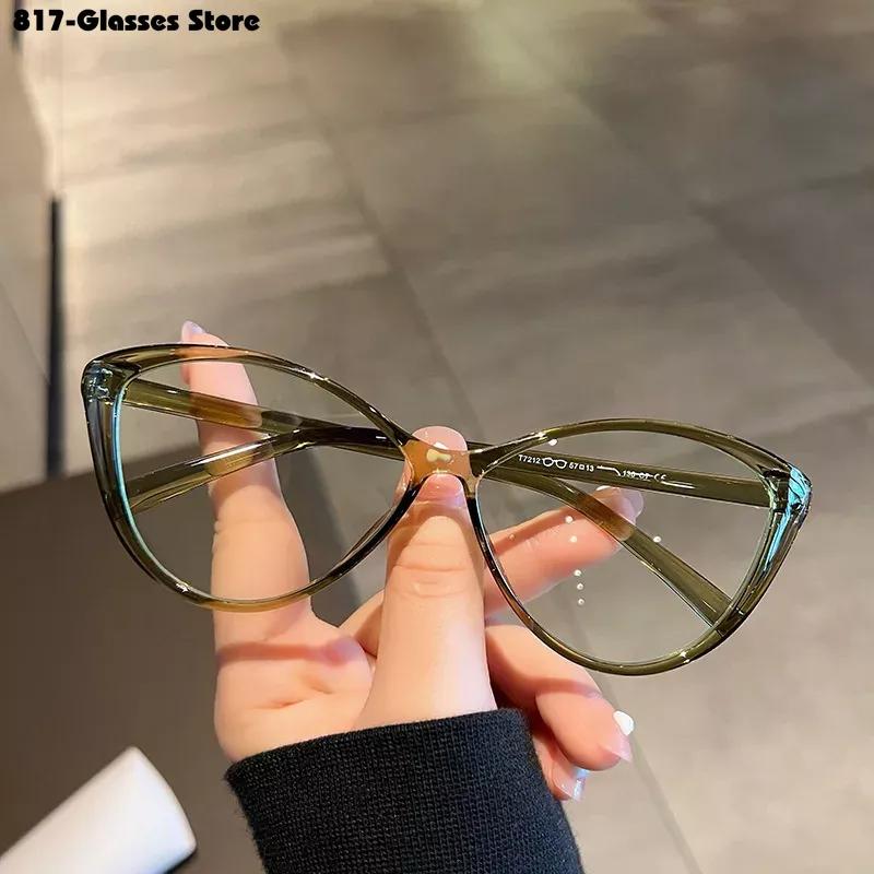 Cat Eye Transparent Myopia Glasses Women's High-definition Eyeglasses New Fashion Vintage Large Eyewear Frame