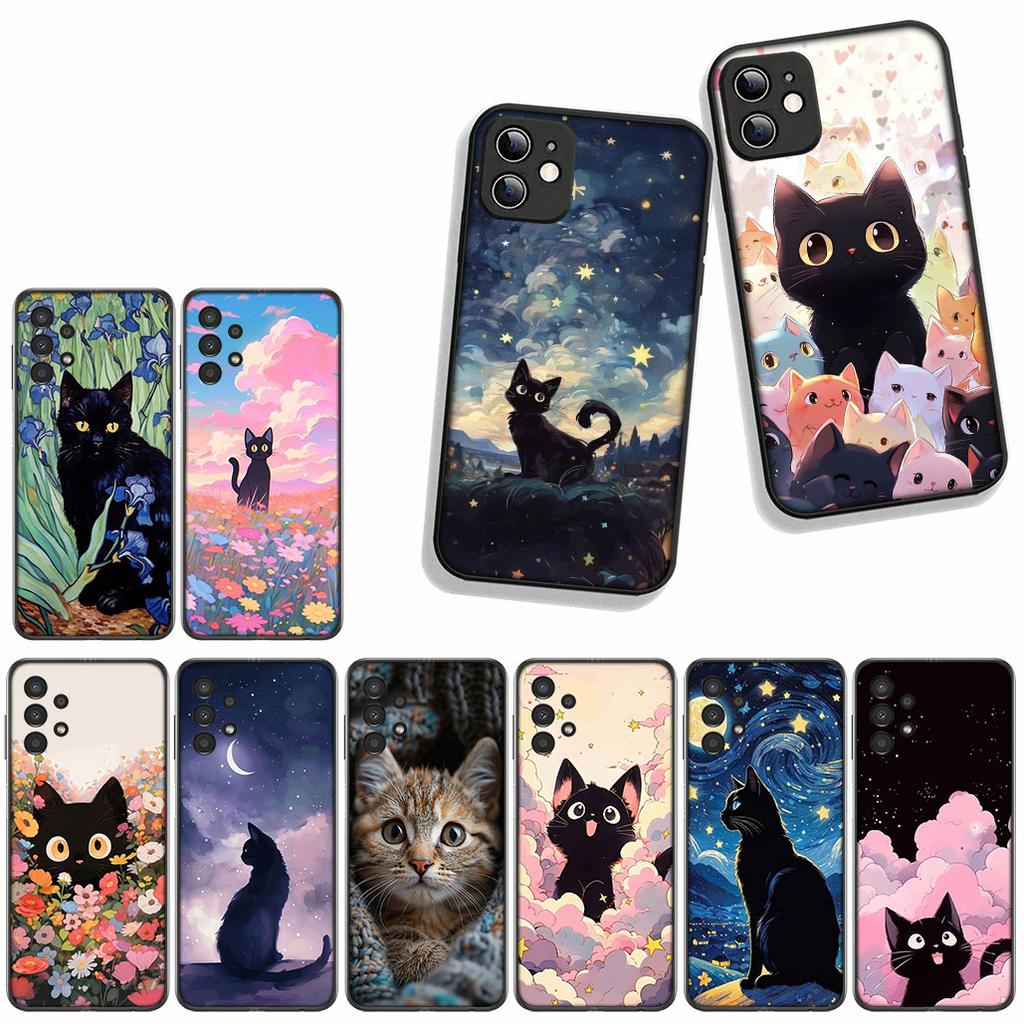 Funda Coque Cover for Huawei P30 P20 P10 Mate 10 20 Lite Pro Y9A Y8S P Smart Y6 Y7 Y9 Prime 2019 Case Black Meow Kitten Cat