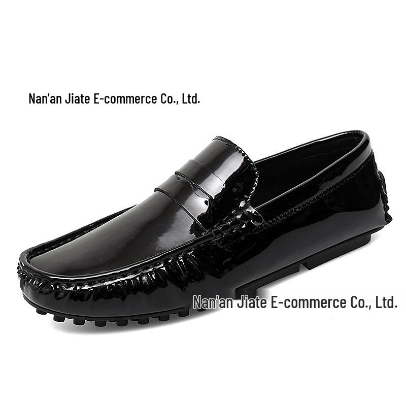 

Мужские блестящие лоферы слипоны из коровьей кожи больших размеров - Легкая и формальная обувь для вождения 38 чёрный