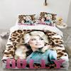 Ensemble de literie imprimé léopard Dolly Parton 3 pièces, Ensemble de literie de haute qualité comprenant 1 housse de couette et 2 taies d'oreiller pour chambre à coucher, Cadeau pour dortoir