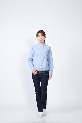 Seven Uniform GH7021-3 Long Sleeve Stand Collar Oxford Shirt, Sax, SS