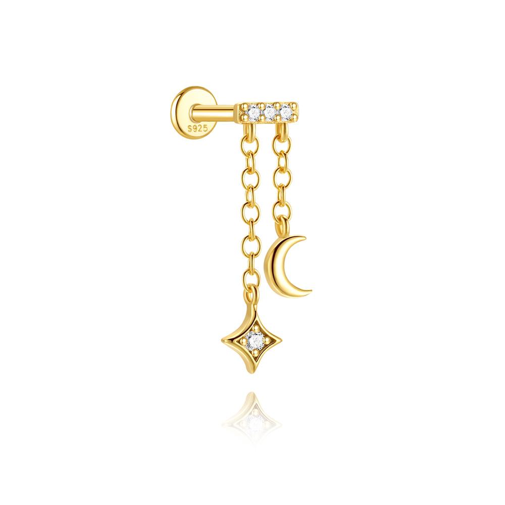 Aide 925 Silber Ohrknochen Stecker Ohrring Für Damen Silber Mondstein Stein Piercing Ohrstecker Körperschmuck 1 piece beige