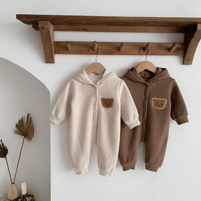 Children's Fleece Bear Romper - Thickened Autumn/Winter Newborn Jumpsuit for Boys and Girls