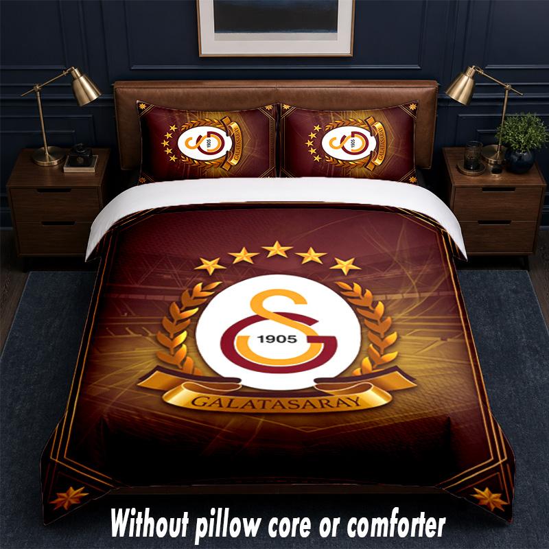Set Biancheria da Letto Design Galatasaray FC 1 Copripiumino + 2 Federe Morbido Traspirante Biancheria da Letto per la Casa